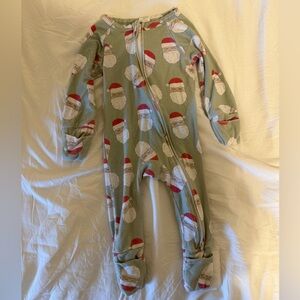 Santa Print Zipper Onesie